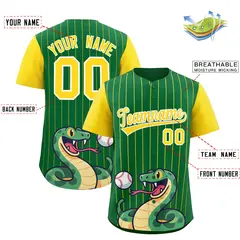 Kelly Green Gold Stripe Animals Graffiti Raglan Baseball Jersey 2