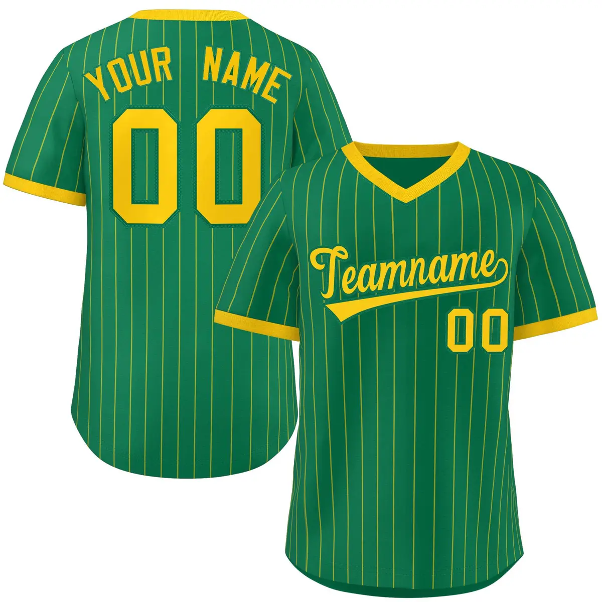 Kelly Green Gold Stripe Authentic Pullover Baseball Jersey