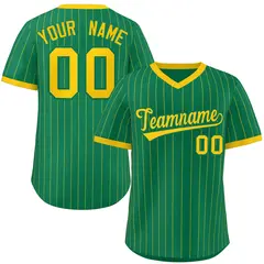 Kelly Green Gold Stripe Authentic Pullover Baseball Jersey 1