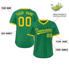 Kelly Green Gold Stripe Authentic Pullover Baseball Jersey 2