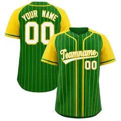 Kelly Green Gold Stripe Raglan Baseball Jersey 1
