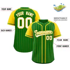 Kelly Green Gold Stripe Raglan Baseball Jersey 2