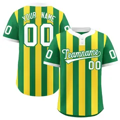 Kelly Green Gold Striped Fashion Two-Button Softball Jersey