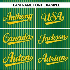Kelly Green Gold Striped Fashion Two-Button Softball Jersey 4