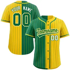 Kelly Green Gold Striped Two Tone Authentic Baseball Jersey 1