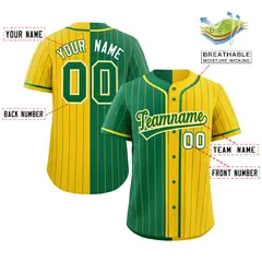 Kelly Green Gold Striped Two Tone Authentic Baseball Jersey 2