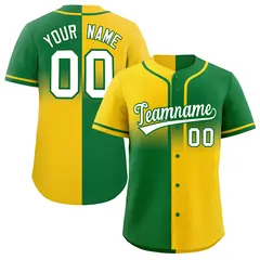 Kelly Green Gold Symmetrical Gradient Baseball Jersey