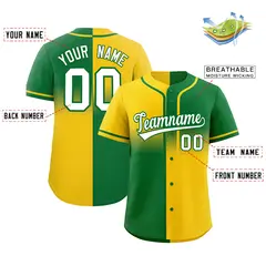 Kelly Green Gold Symmetrical Gradient Baseball Jersey 2