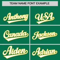 Kelly Green Gold Thick Striped Star Pattern Baseball Jersey 3