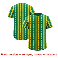 Kelly Green Gold Thick Striped Star Pattern Baseball Jersey 7