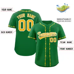 Kelly Green Gold Thorns Ribbed Baseball Jersey 2