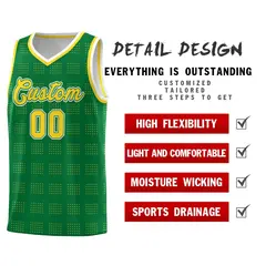 Kelly Green Gold Trailblazer Dot Pattern Basketball Jersey 2