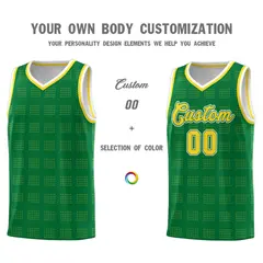 Kelly Green Gold Trailblazer Dot Pattern Basketball Jersey 3