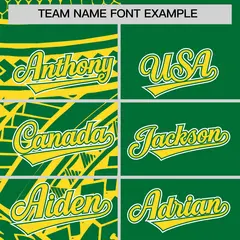 Kelly Green Gold Tribal Split Baseball Jersey 3
