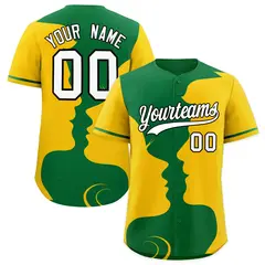Kelly Green Gold Valentine's Day Couple Silhouettes Baseball Jersey