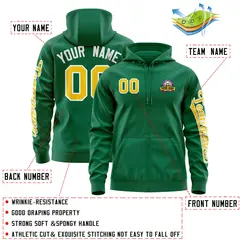 Kelly Green Gold Varsity Full-Zip Letterman Jacket Hoodie 4