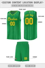 Kelly Green Gold Vertical Stripe Basketball Jersey 2