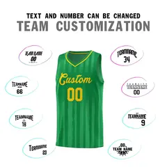 Kelly Green Gold Vertical Stripe Basketball Jersey 3