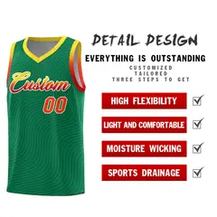 Kelly Green Gold Wave Pattern Basketball Uniform Jersey 2