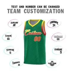 Kelly Green Gold Wave Pattern Basketball Uniform Jersey 4