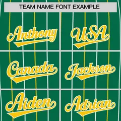 Kelly Green Gold White Bi-Color Striped Baseball Jersey 3