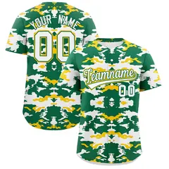 Kelly Green Gold-White Camo Authentic Baseball Jersey
