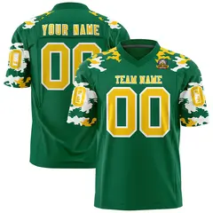 Kelly Green Gold-White Camo Authentic Football Jersey 1
