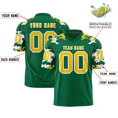 Kelly Green Gold-White Camo Authentic Football Jersey 2