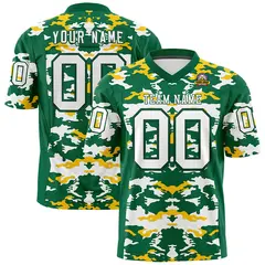 Kelly Green Gold-White Camo Authentic Football Jersey
