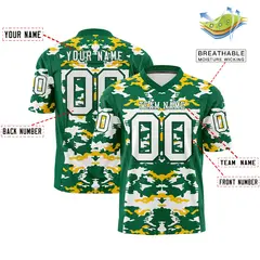 Kelly Green Gold-White Camo Authentic Football Jersey 2