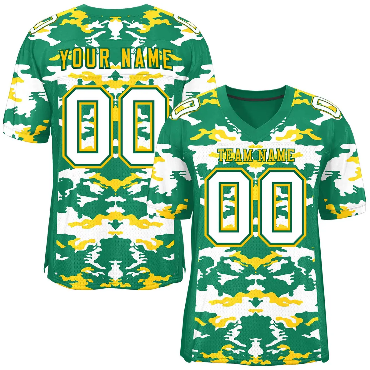 Kelly Green Gold-White Camo Authentic Football Jersey