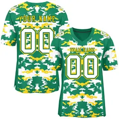 Kelly Green Gold-White Camo Authentic Football Jersey