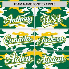 Kelly Green Gold-White Camo Varsity Letterman Jacket 3