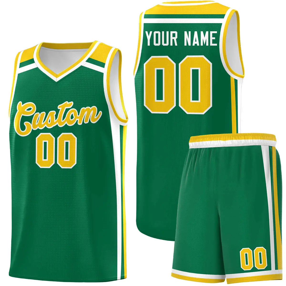 Kelly Green Gold White Color Charge Series Basketball Jersey