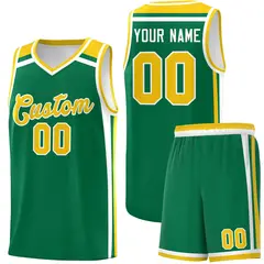 Kelly Green Gold White Color Charge Series Basketball Jersey 1
