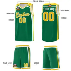 Kelly Green Gold White Color Charge Series Basketball Jersey 5