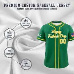 Kelly Green Gold White Father's Day Classic Baseball Jersey 3