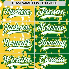Kelly Green Gold White Full-Snap Tiger Graffiti Baseball Jersey 6