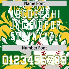 Kelly Green Gold White Full-Snap Tiger Graffiti Baseball Jersey 7