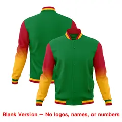 Kelly Green Gold White Gradient Raglan Varsity Letterman Jacket 7