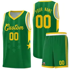 Kelly Green Gold White Gradient Star Graffiti Basketball Jersey 1