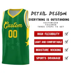Kelly Green Gold White Gradient Star Graffiti Basketball Jersey 2