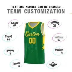 Kelly Green Gold White Gradient Star Graffiti Basketball Jersey 4