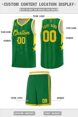 Kelly Green Gold White Gradient Star Graffiti Basketball Jersey 5