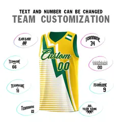 Kelly Green Gold White Gradient Stripes Lightning Pattern Reversible Basketball Jersey 4
