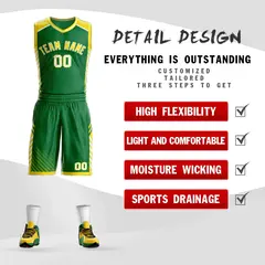 Kelly Green Gold-White Graffiti Bar Element Basketball Jersey 2