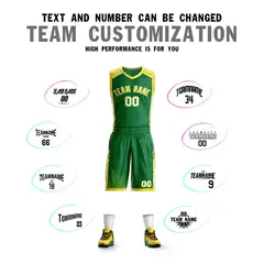 Kelly Green Gold-White Graffiti Bar Element Basketball Jersey 4