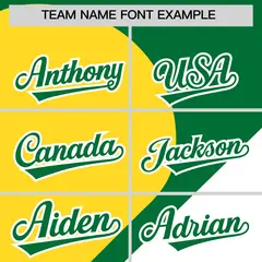Kelly Green Gold-White Half Heart Color Block Baseball Jersey 3