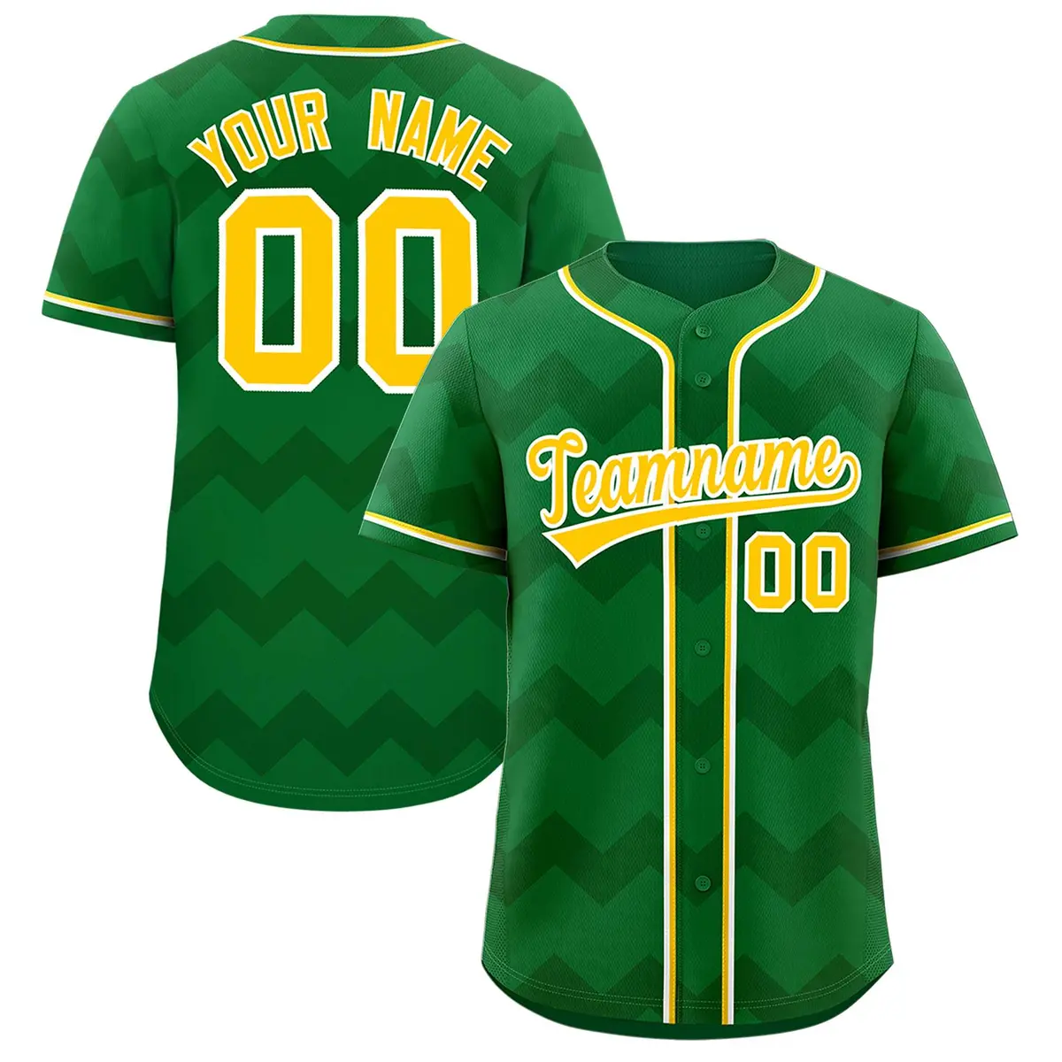Kelly Green Gold-White Ripple Baseball Jersey