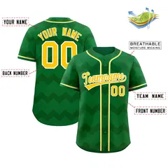Kelly Green Gold-White Ripple Baseball Jersey 2